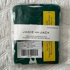 Brand New Janie and Jack Emerald Green Holiday Dog Pajamas. Size 18-24 months